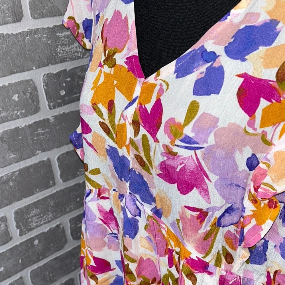 Andree by Unit Floral Flutter Sleeve Mini Dress Size L NWT Spring Boutique